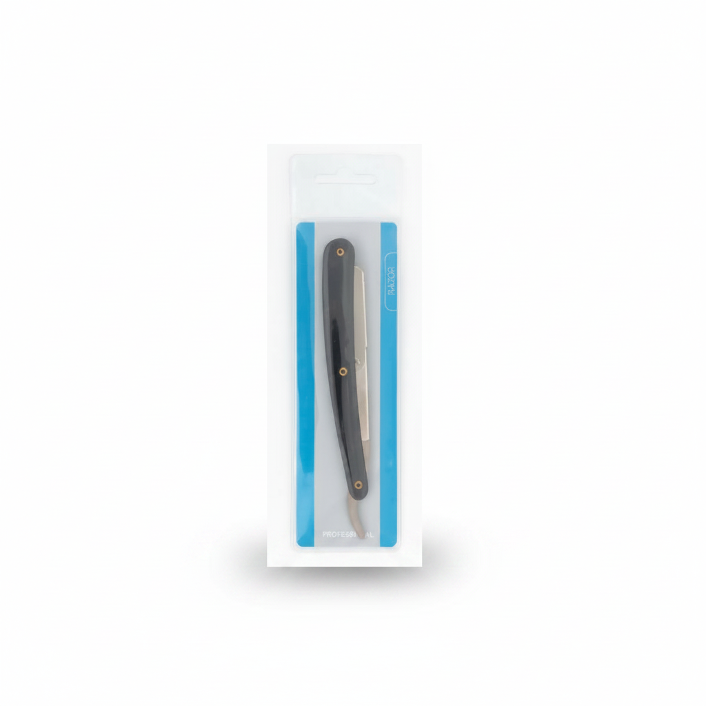 RAZOR DE ACERO INOXIDABLE BARBEROS MEDIA HOJA CON SEGURO ACERO INOX ES661