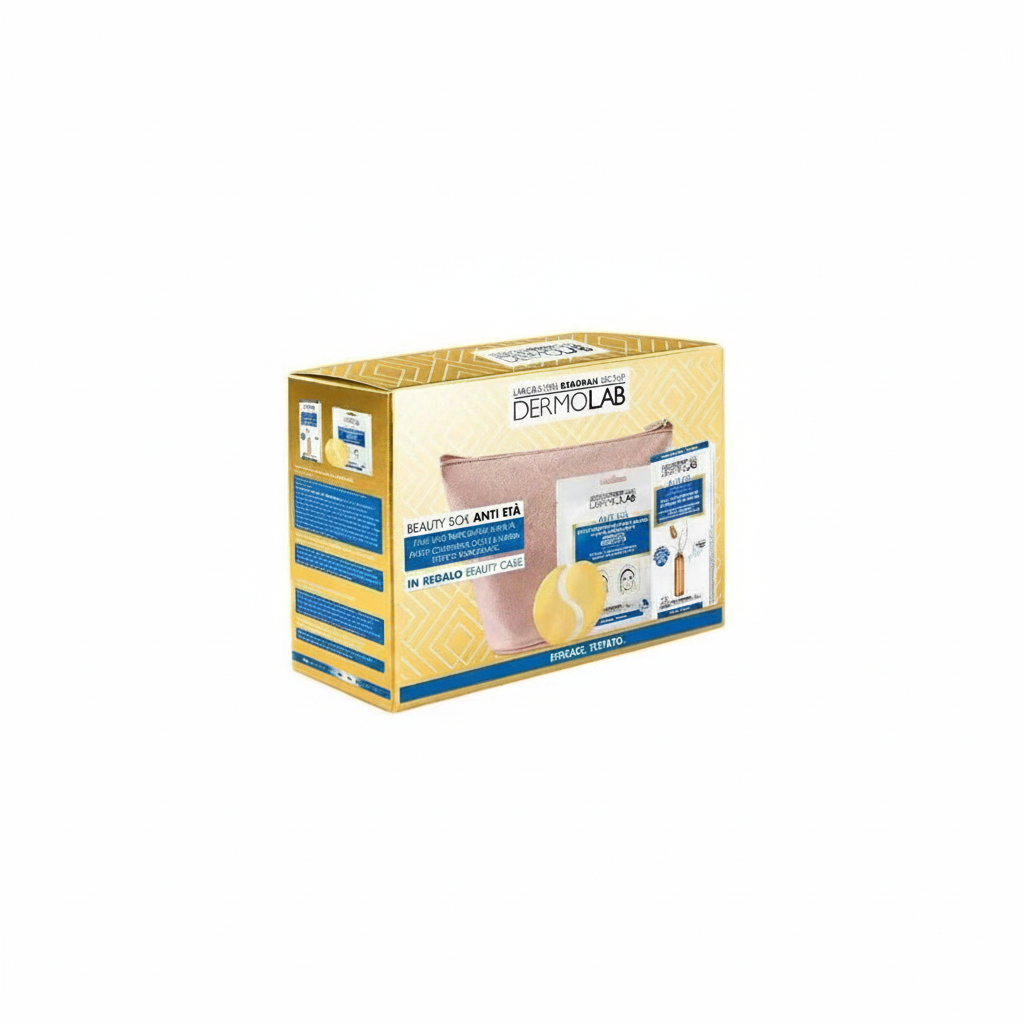 DERMOLAB BEAUTY BOX ANTI EDAD AMPOLLAS FACIALES RELLENADORAS + PARCHE CONTORNO DE OJOS Y LABIOS + ESTUCHE DE BELLEZA